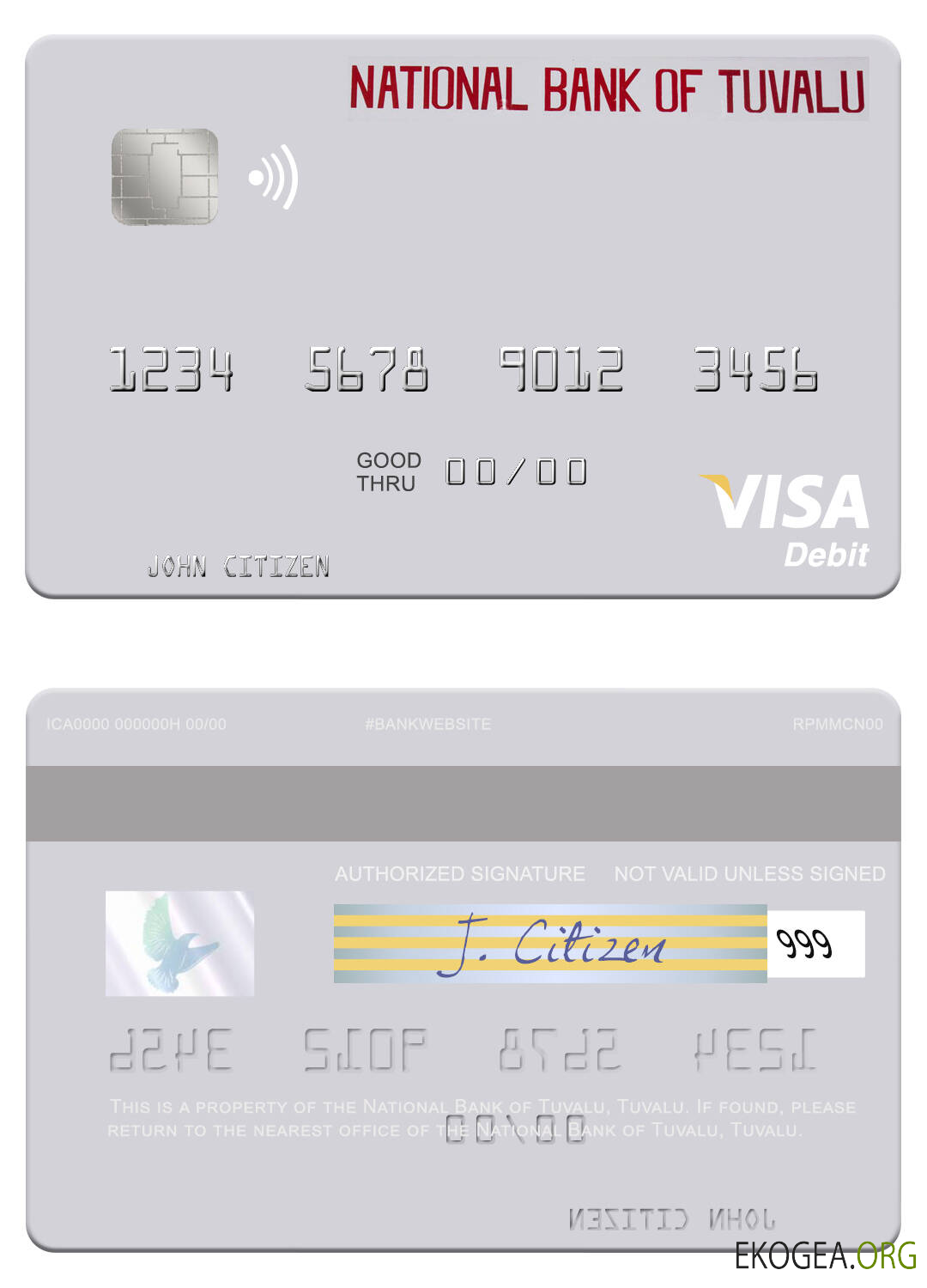 Carte de débit visa de la Banque nationale de Tuvalu de Tuvalu